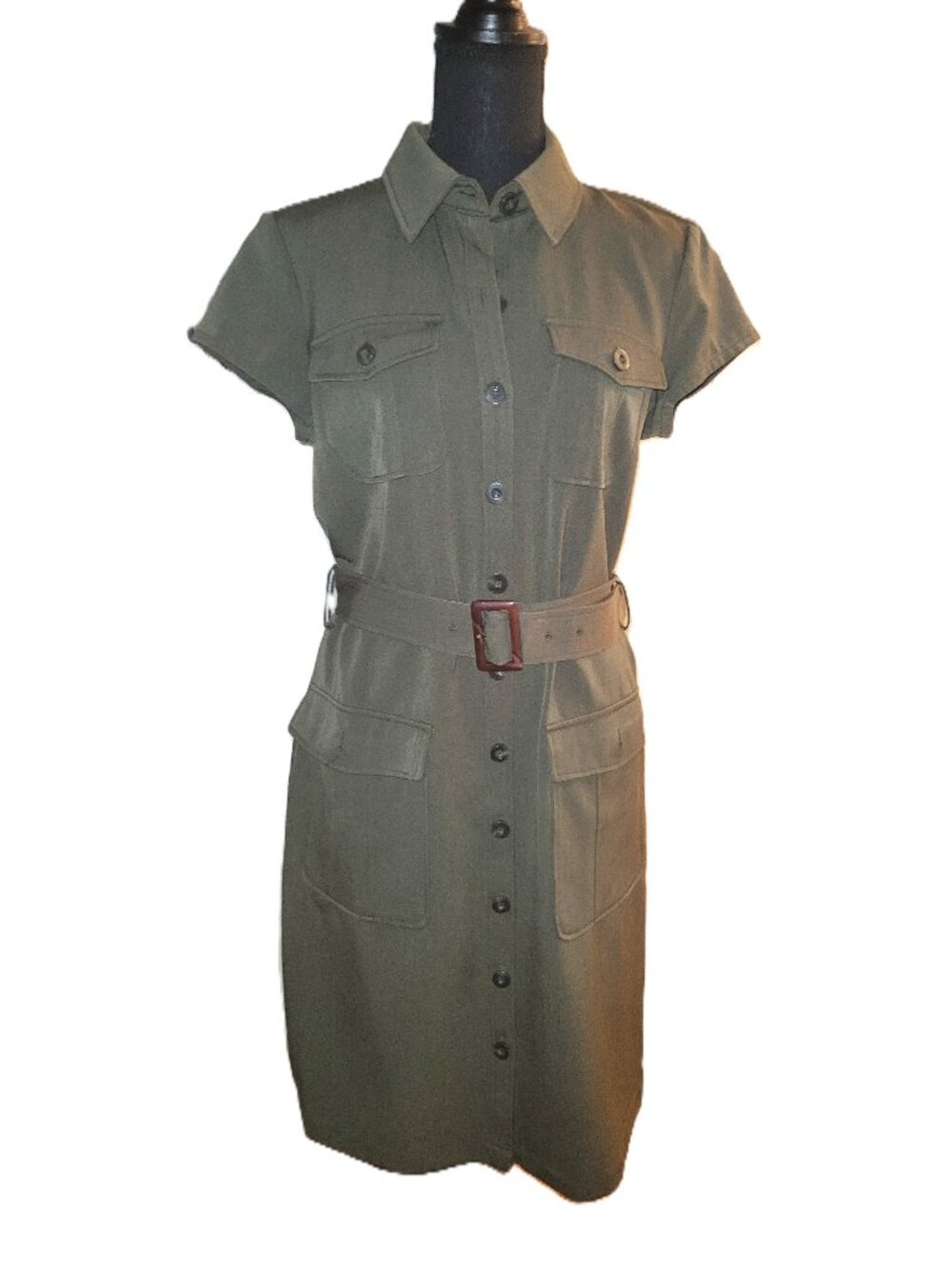 East 5th Army Green Shirt Dress - Large